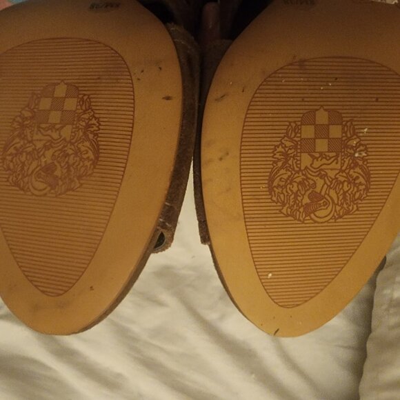 Vince Camuto Heel Booties Womens 8 Lallia Block Heels Suede Lace Up Lazer Cut - Picture 8 of 11